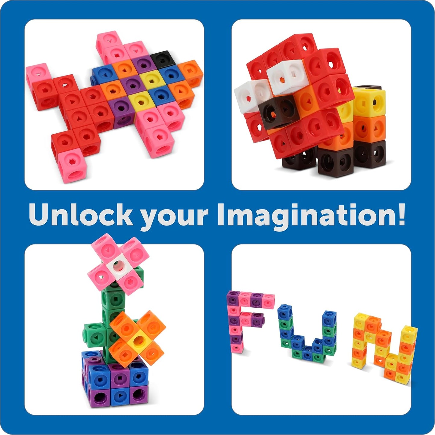 STEM Explorers Mathlink Builders - 100 Pieces, Ages 5+ Kindergarten STEM Activities, Math Activity Set and Games for Kids, Mathlink Cubes Activity Set