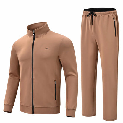 Men'S Tracksuits 2 Pieces Set Long Sleeve Causal Full Zip Hiking Jogging Gym Sports Sweatsuit for Men 2 Piece Outfits Khaki M