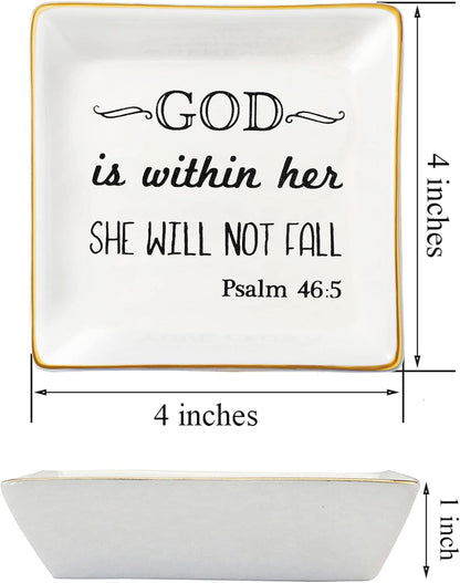 Inspirational Religious Gifts for Women Birthday Thanksgiving Day Christmas Gifts for Best Friend Sister Daughter Mom Aunt Christians Christian Jewelry Ring Trinket Dish Tray