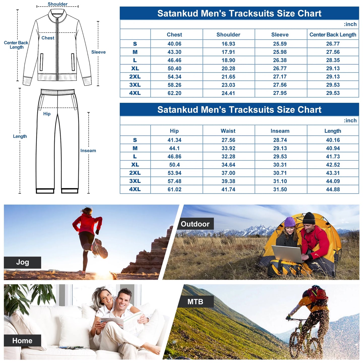 Men'S Tracksuits 2 Pieces Set Long Sleeve Causal Full Zip Hiking Jogging Gym Sports Sweatsuit for Men 2 Piece Outfits Khaki M