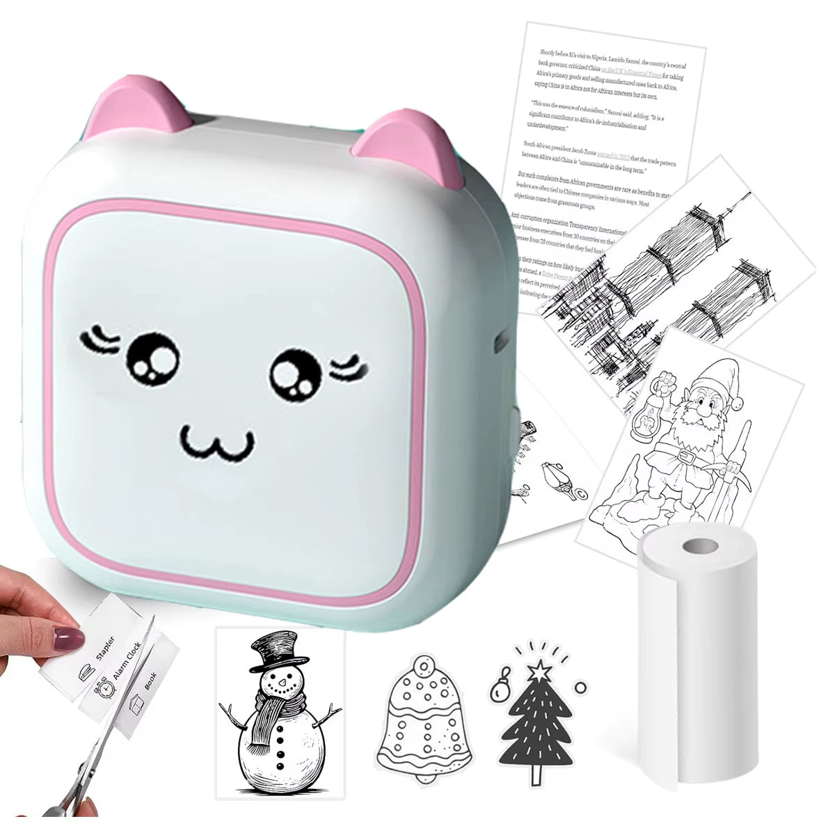 Mini Printer Thermal Adhesive Labels Printer Sticker Bluetooth Mini Pocket Label Notes Printer for Home and Office Android IOS .