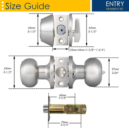 4 Pack Entry Door Knob and Single Cylinder Deadbolt Combo Pack in Satin Nickel, Keyed Alike Exterior Door Lock Set with Deadbolt, Door Knobs with Deadbolt for Entrance and Front Door
