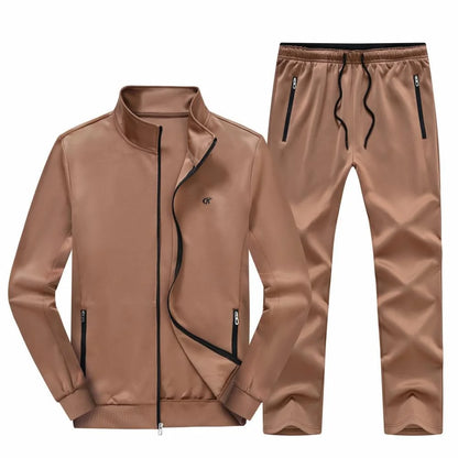 Men'S Tracksuits 2 Pieces Set Long Sleeve Causal Full Zip Hiking Jogging Gym Sports Sweatsuit for Men 2 Piece Outfits Khaki M
